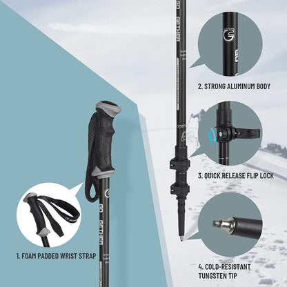 Hiking Walking Sticks with Quick Adjustable Locks