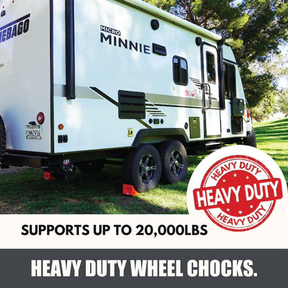 SECURITYMAN Heavy Duty Wheel Chocks (2 Pack) - Durable, Non-Slip, Solid Rubber Wheel Chocks for Boat Trailers, RV, Truck, Camper - Perfect on All Surfaces and in All Weather - Orange…