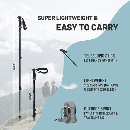 Hiking Walking Sticks with Quick Adjustable Locks