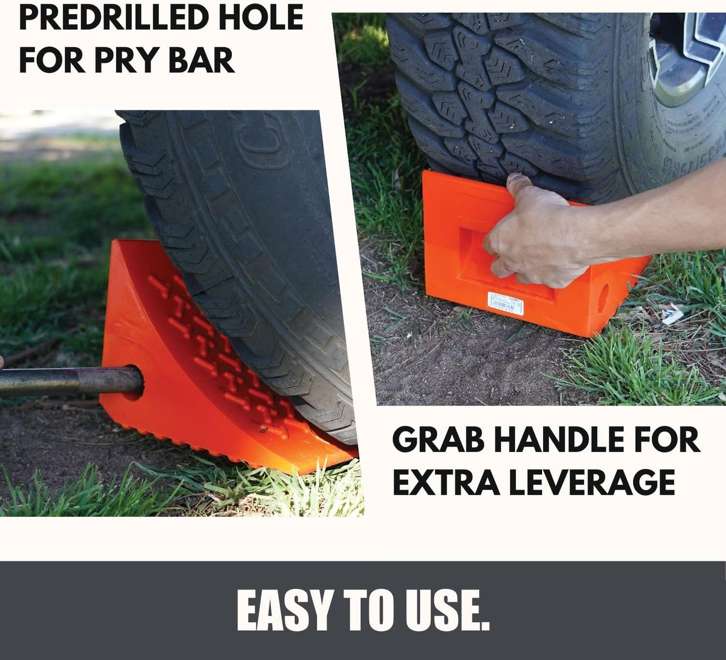 SECURITYMAN Heavy Duty Wheel Chocks (2 Pack) - Durable, Non-Slip, Solid Rubber Wheel Chocks for Boat Trailers, RV, Truck, Camper - Perfect on All Surfaces and in All Weather - Orange…